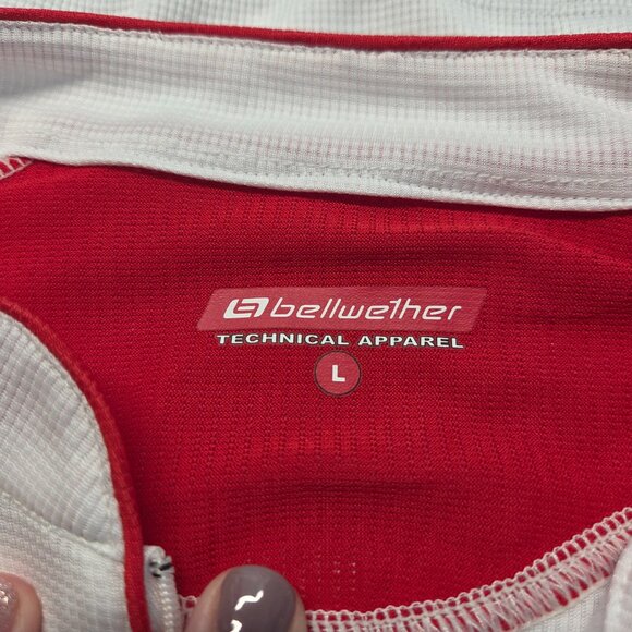 Bellwether Technical Apparel Large White Red Floral Quarter Zip Cycling Shirt - Picture 8 of 9